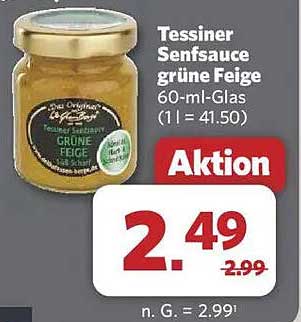 Tessiner Senfsauce grüne Feige 60-ml-Glas