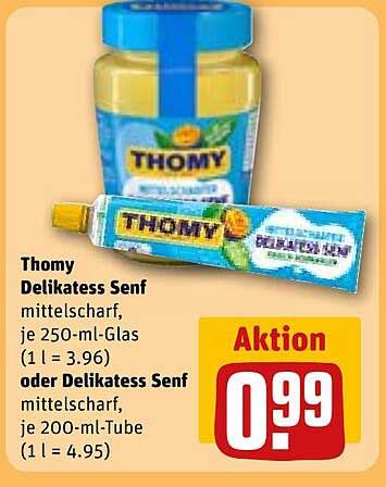 Thomy Delikatess Senf mittelscharf, 250-ml-Glas oder 200-ml-Tube