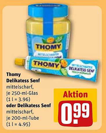 Thomy Delikatess Senf mittelscharf, je 250-ml-Glas oder 200-ml-Tube