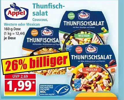 Thunfischsalat Appel - Western oder Mexican, 160-g-Dose