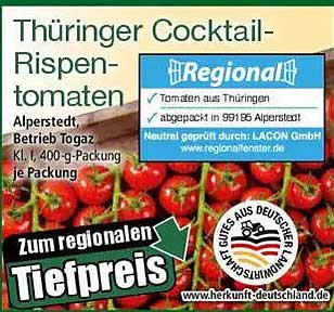 Thüringer Cocktail-Rispentomaten 400 g