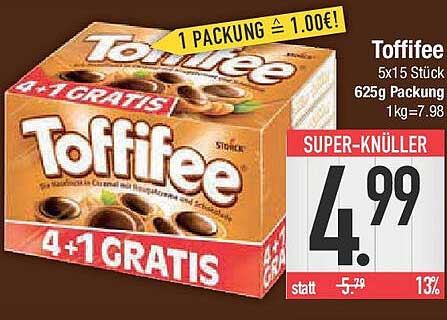 Toffifee 625g Packung (5x15 Stück) - Super-Knüller!