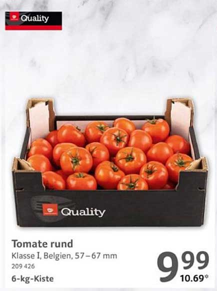 Tomate rund Klasse I, Belgien, 57–67 mm, 6-kg-Kiste