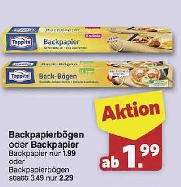 Topfitt Backpapier oder Backpapierbögen - Aktionspreis ab 1,99