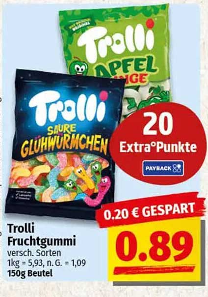 Trolli Fruchtgummi - Saure Gummibärchen 150g