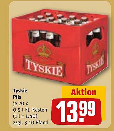 Tyskie Pils – 20 x 0,5-Liter-Flaschen im Kasten
