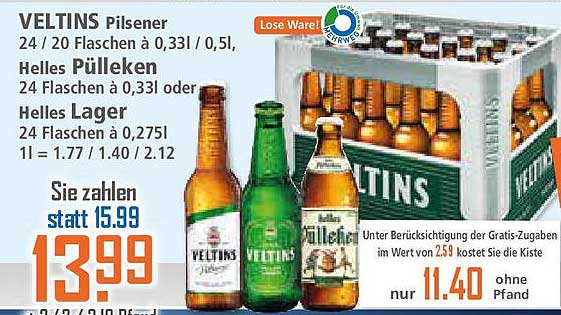 VELTINS Pilsener, Helles Pülekken und Helles Lager – Bierangebot für Genießer