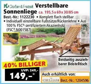 Verstellbare Sonnenliege