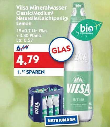 Vilsa Mineralwasser Classic/Medium/Natürlich/Leichtperlig/Lemon