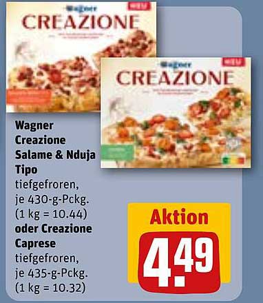 Wagner Creazione Salame & Nduja Tipo oder Creazione Caprese Tiefgekühlt