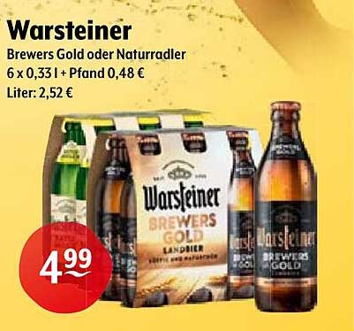 Warsteiner Brewers Gold oder Naturradler - 6 x 0,33 l