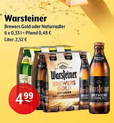 Warsteiner Brewers Gold oder Naturradler - 6 x 0,33 l zum Sonderpreis!