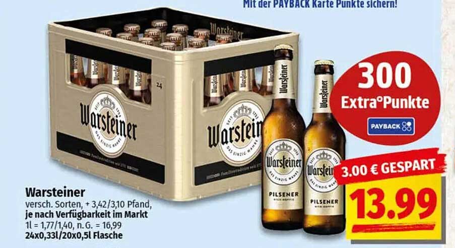 Warsteiner Pilsener 24er Kasten