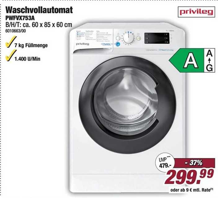 Waschvollautomat PWF/FX753A von privileg - Jetzt zum Sonderpreis!