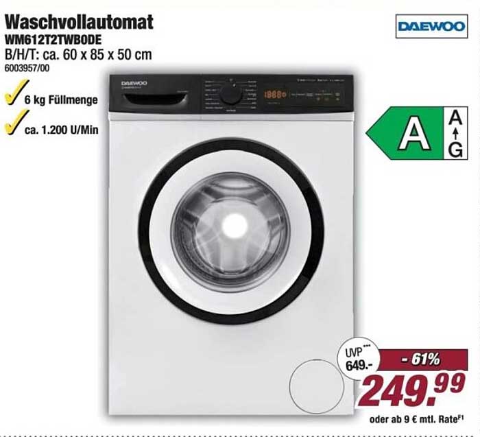 Waschvollautomat WM612T2TWBODE von Daewoo