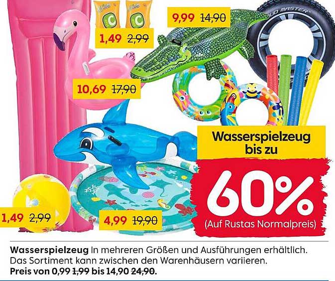 Wasserspielzeug bis zu 60% Rabatt auf Rustas Normalpreis