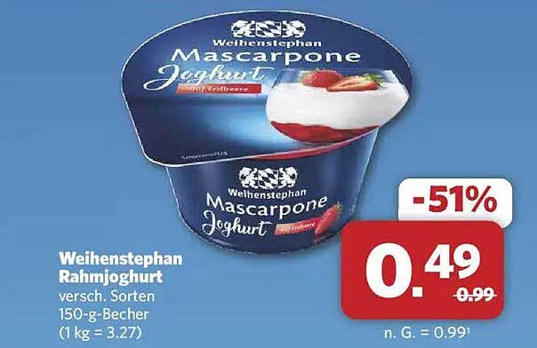 Weihenstephan Rahmjoghurt versch. Sorten 150-g-Becher