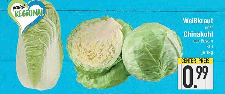 Weißkraut oder Chinakohl aus Bayern K.L. je 1kg