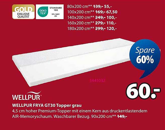WELLPUR FRYA GT30 Topper grau