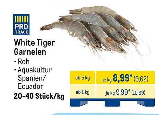 White Tiger Garnelen - Roh aus Aquakultur für Feinschmecker