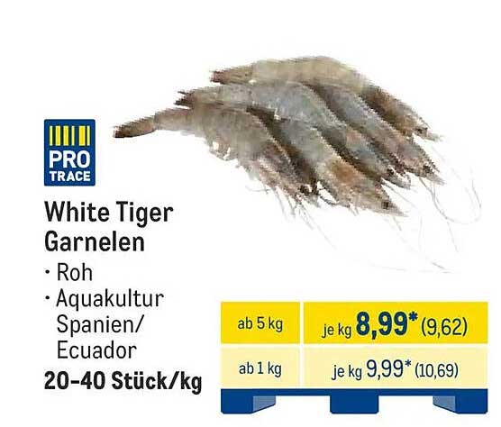 White Tiger Garnelen - Roh aus Aquakultur Spanien/Ecuador
