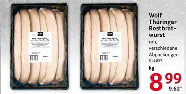 Wolf Thüringer Rostbratwurst roh, verschiedene Abpackungen
