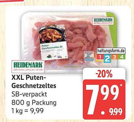 XXL Puten-Geschnetzeltes SB-verpackt 800 g