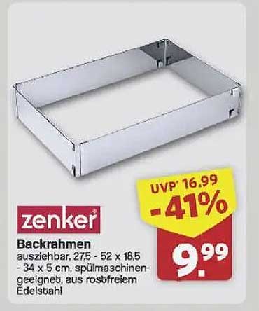 Zenker Backrahmen - ausziehbar, 27,5 - 52 x 18,5 cm