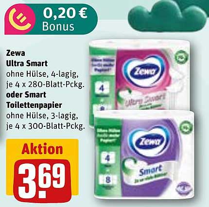 Zewa Ultra Smart Toilettenpapier 4-lagig oder Smart Toilettenpapier 3-lagig