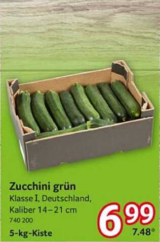 Zucchini grün, Klasse I, Deutschland, Kaliber 14–21 cm