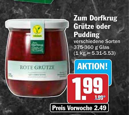 Zum Dorfkrug Grütze oder Pudding verschiedene Sorten 375-360 g Glas