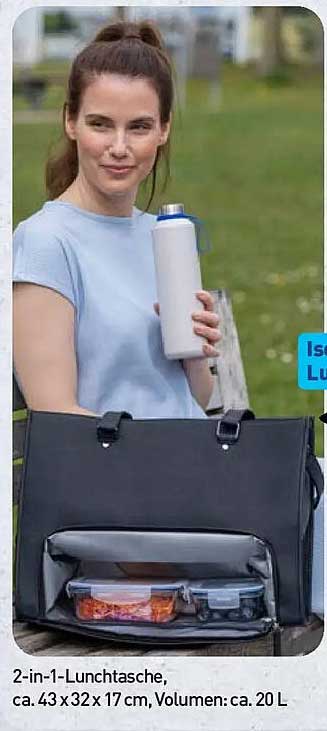 2-in-1-Lunchtasche, ca. 43 x 32 x 17 cm, Volumen ca. 20 l
