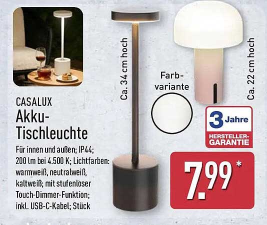 CASALUX Akku-Tischleuchte