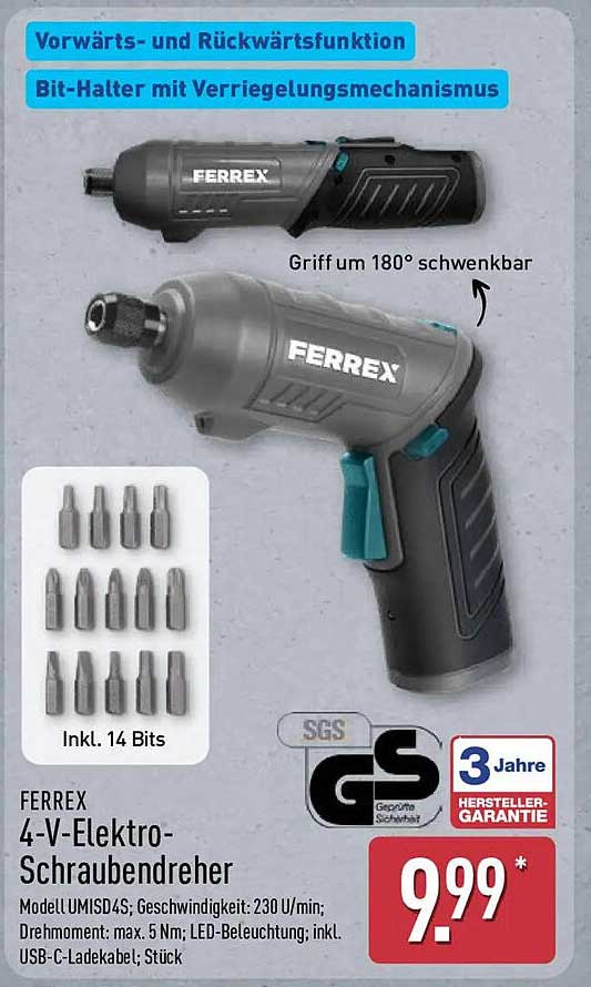 FERREX 4-V-Elektro-Schraubendreher