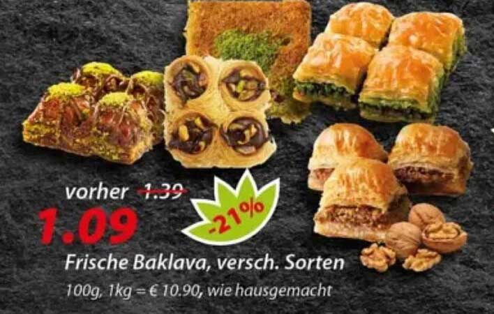 Frische Baklava, versch. Sorten