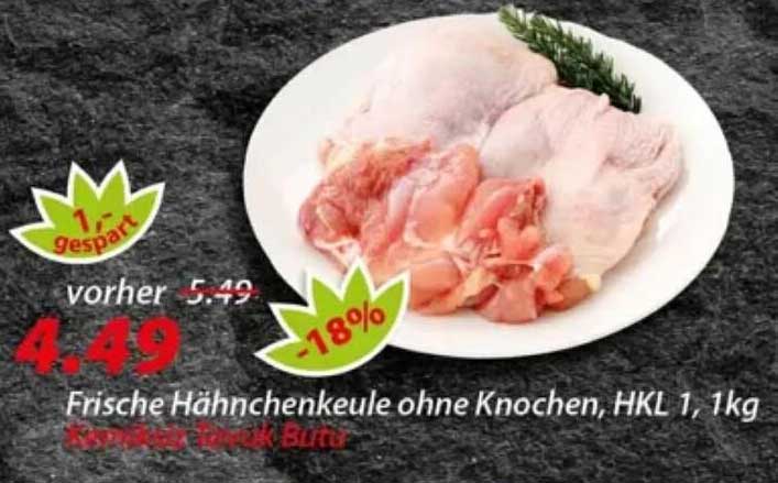 Frische Hähnchenkeule ohne Knochen, HKL 1, 1kg