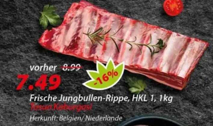 Frische Jungbullen-Rippe, HKL 1, 1kg