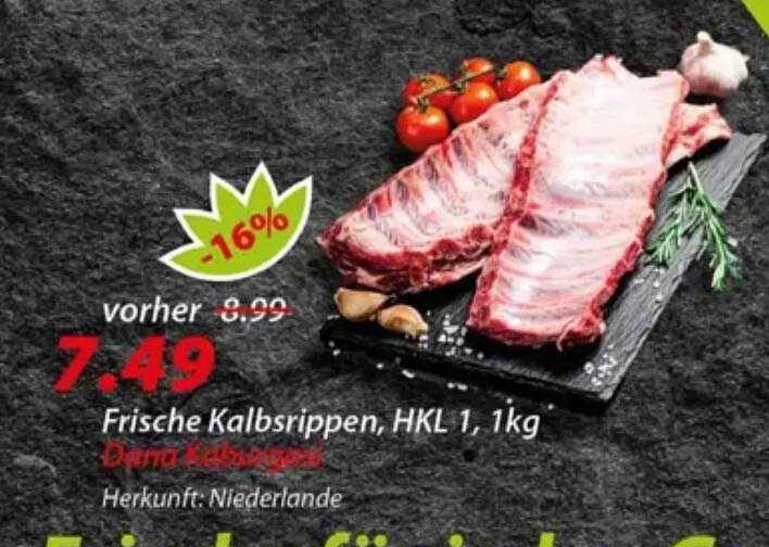 Frische Kalbsrippen, HKL 1, 1kg