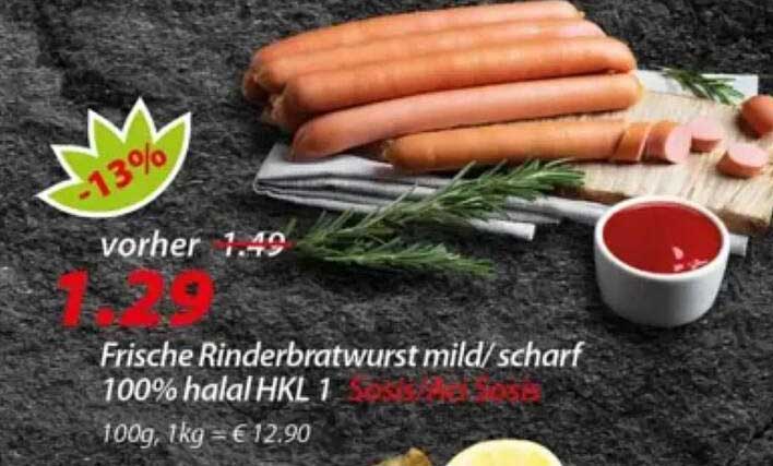 Frische Rinderbratwurst mild/ scharf