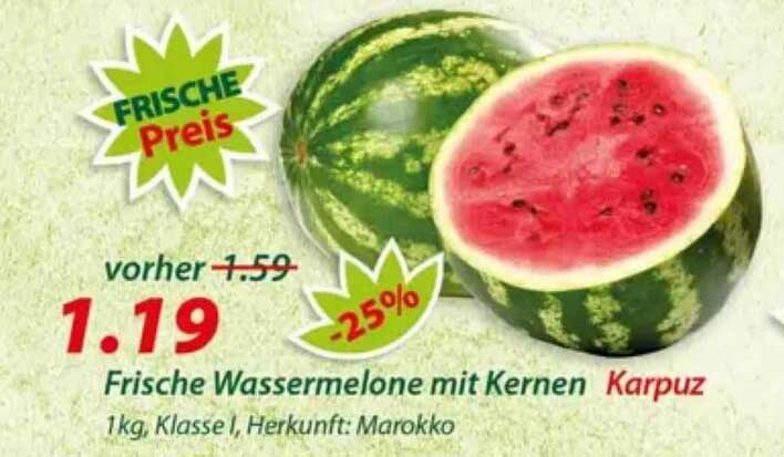 Frische Wassermelone mit Kernen Karpuz