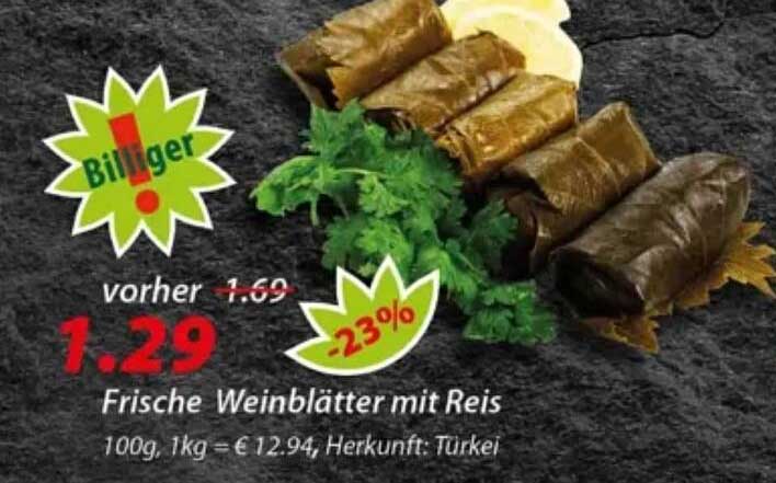 Frische Weinblätter mit Reis