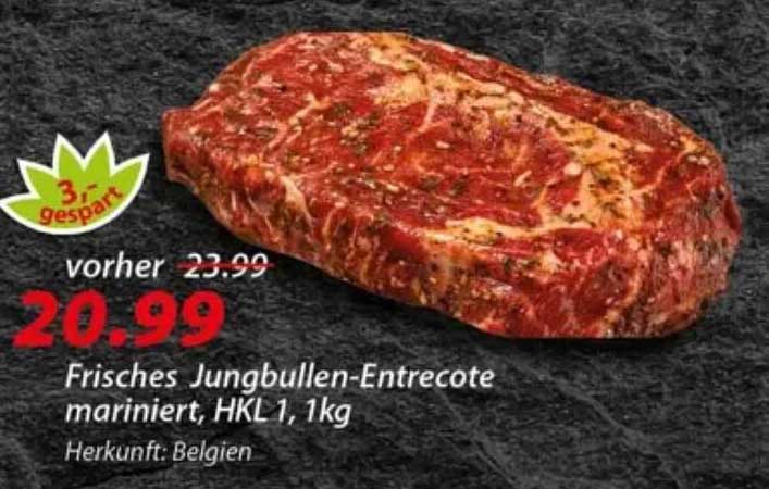 Frisches Jungbullen-Entrecote mariniert, HKL 1, 1kg