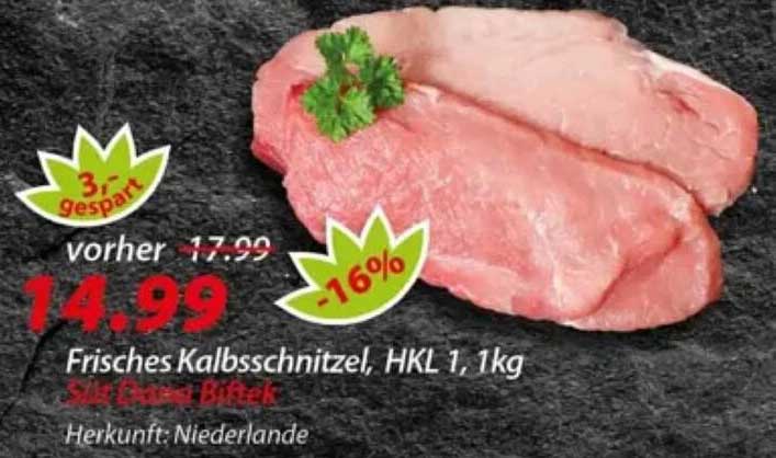 Frisches Kalbsschnitzel, HKL 1, 1kg