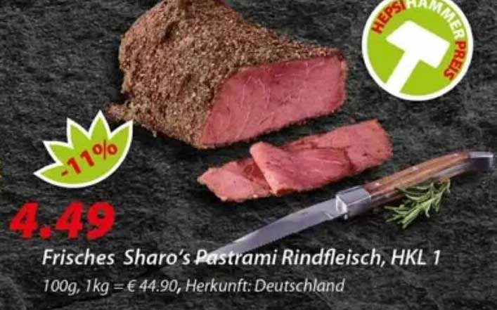 Frisches Sharo's Pastrami Rindfleisch, HKL 1