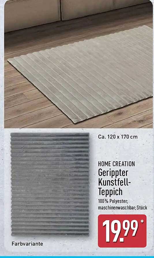 HOME CREATION Gerippter Kunstfell-Teppich