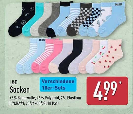 L&D Socken Verschiedene 10er-Sets