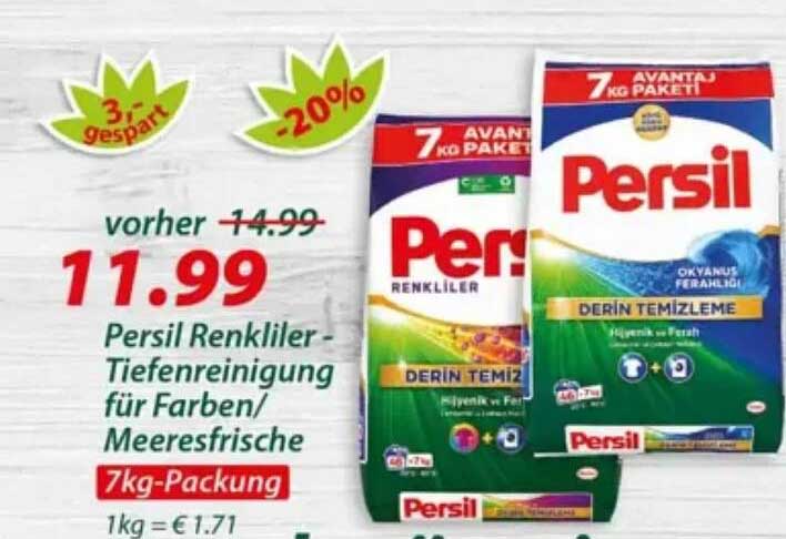 Persil Renkliler - Tiefenreinigung für Farben/ Meeresfrische 7kg-Packung