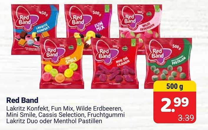 Red Band Lakritz Konfekt, Fun Mix, Wilde Erdbeeren, Mini Smile, Cassis Selection, Fruchtgummi Lakritz Duo oder Menthol Pastillen