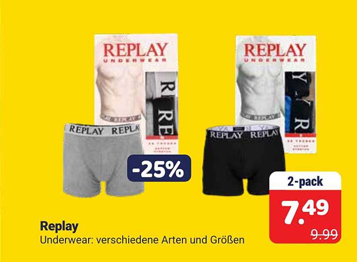 Replay Underwear: verschiedene Arten und Größen
