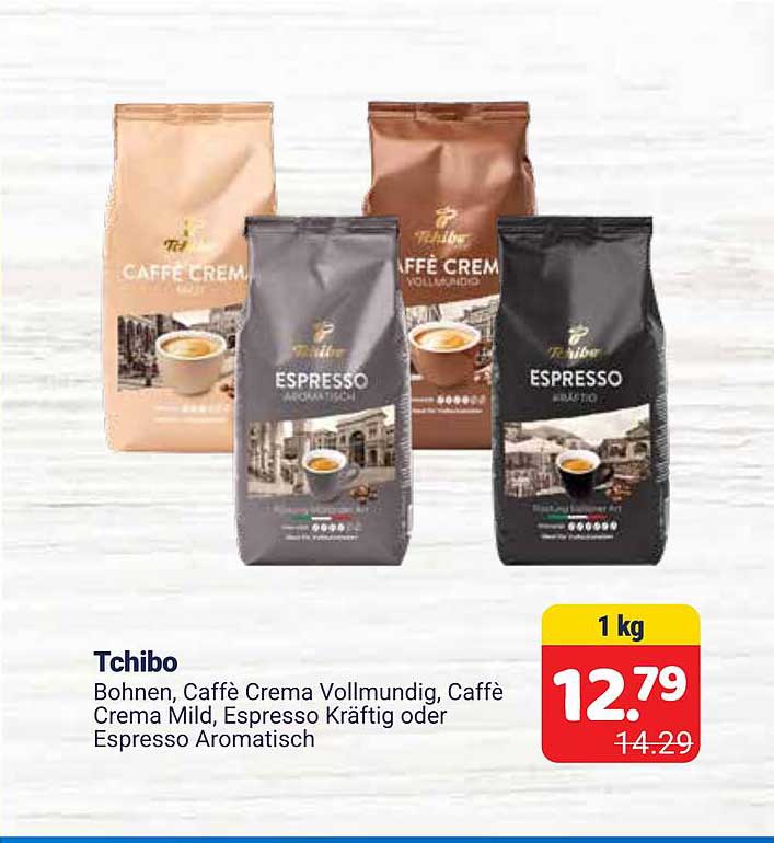 Tchibo Bohnen, Caffè Crema Vollmundig, Caffè Crema Mild, Espresso Kräftig oder Espresso Aromatisch